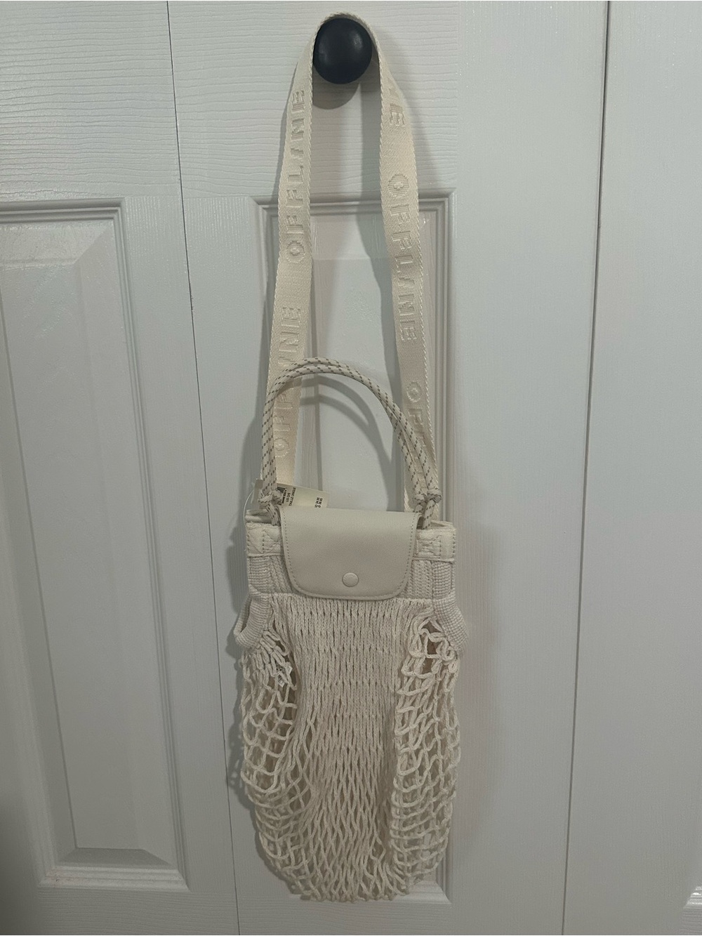 aerie Cream Woven Mini Shoulder Bag with Branded Strap
